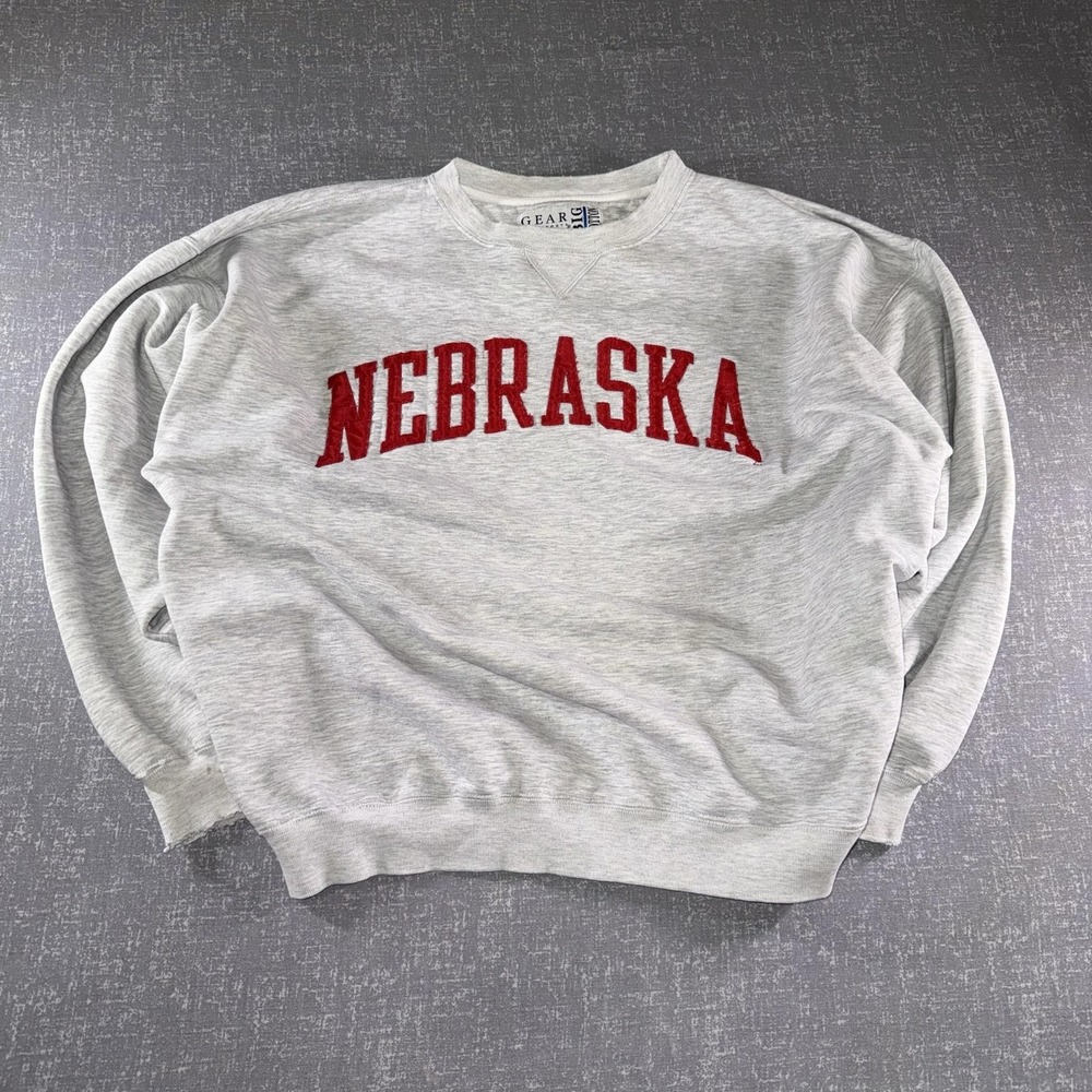 Gear For Sports Sweatshirt Mens Large Gray Nebraska College Fleece Crewneck